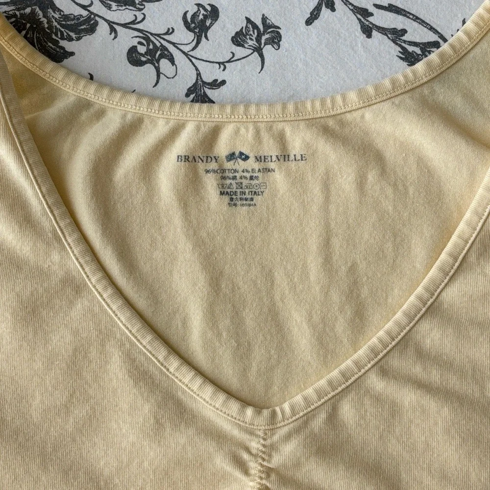 LIKE NEW! Brandy Melville Cinched V-Neck Tank - Picture 4 of 5